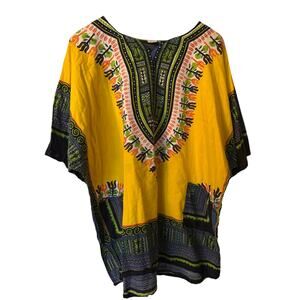 Advance Apparels Multicolor Women's Dashiki Top Shirt Bohemian Tunic Free Size